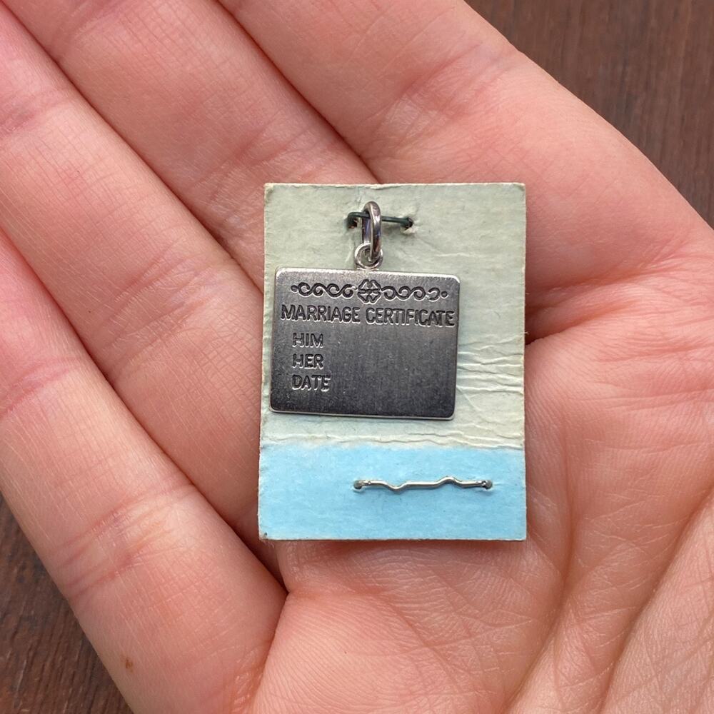 Vintage Wells 925 Sterling Silver "Marriage Certificate" Pendant Bracelet Charm